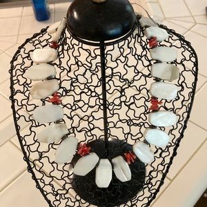 Unique Coral and Pearl Necklace with Marcasite Clasp